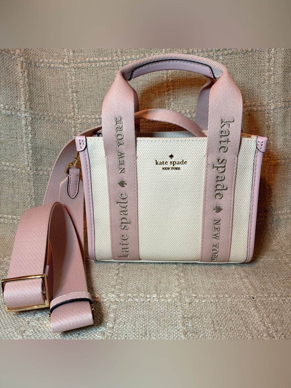♠️ Kate Spade New York Kip Mini Canvas Crossbody Tote in Rose Smoke